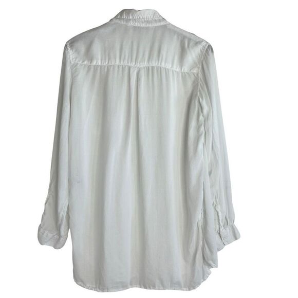 Zara Z1975 Denim Womens Chambray Long Sleeve Button Up Shirt White Size Small - Picture 2 of 14